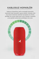 Bluetooth Hoparlör Kablosuz Taşınabilir Ses Bombası TWS USB TF D47 Kırmızı