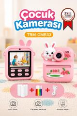 Dijital Fotoğraf Makinesi Çocuk Termal Resim Kağıt Baskılı Yazıcı Kamera Video Makinesi CMR33 Pembe