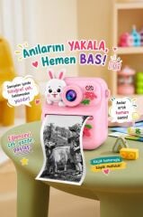 Dijital Fotoğraf Makinesi Çocuk Termal Resim Kağıt Baskılı Yazıcı Kamera Video Makinesi CMR33 Pembe