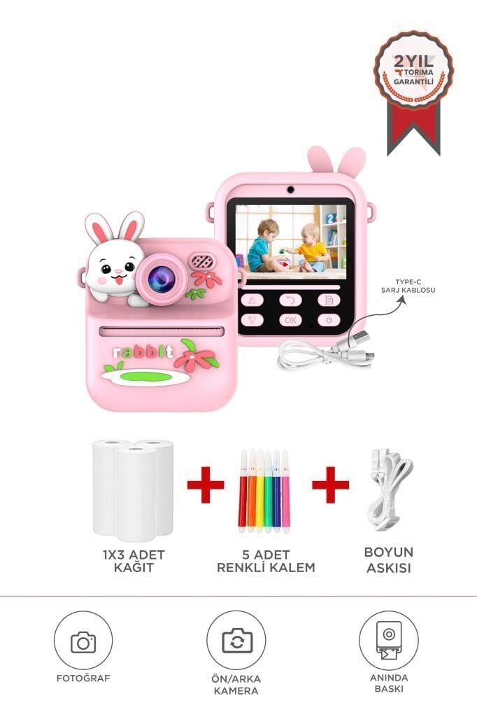 Dijital Fotoğraf Makineleri Çocuk Termal Resim Kağıt Baskılı Yazıcı Kamera Video Makinesi CMR33 Pembe