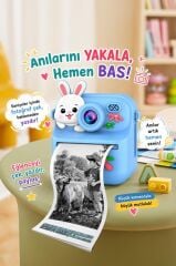 Dijital Fotoğraf Makinesi Çocuk Termal Resim Kağıt Baskılı Yazıcı Kamera Video Makinesi CMR33 Mavi