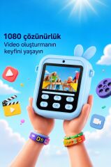 Dijital Fotoğraf Makinesi Çocuk Termal Resim Kağıt Baskılı Yazıcı Kamera Video Makinesi CMR33 Mavi