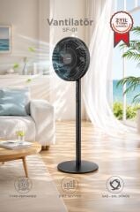 Vantilatör 7 Pervaneli 3 Kademeli Ayarlanabilir Ayaklı 14 Inc 45W Fan SF01 Siyah