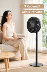 Vantilatör 7 Pervaneli 3 Kademeli Ayarlanabilir Ayaklı 14 Inc 45W Fan SF01 Siyah