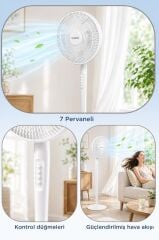 Vantilatör 7 Pervaneli 3 Kademeli Ayarlanabilir Ayaklı 14 Inc 45W Fan SF01 Siyah