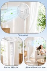 Vantilatör 7 Pervaneli 3 Kademeli Ayarlanabilir Ayaklı 14 Inc 45W Fan SF01 Siyah