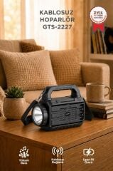 Bluetooth Hoparlör Güneş Panelli Projektör El Fenerli Kablosuz Speaker GTS-2227 Siyah