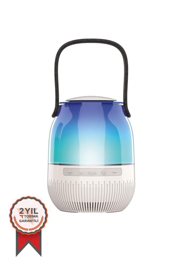 Bluetooth Hoparlör Led Işıklı Taşınabilir Speaker D22 Beyaz