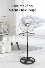 Vantilatör 3 Pervaneli 3 Kademeli Ayarlanabilir Ayaklı 18 Inc 55W Fan SF03 Gümüş