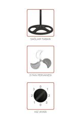 Vantilatör 3 Pervaneli 3 Kademeli Ayarlanabilir Ayaklı 18 Inc 55W Fan SF03 Gümüş
