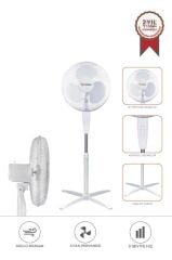 Vantilatör 3 Pervaneli 3 Kademeli Ayarlanabilir Ayaklı 16 Inc 55W Fan SF-04 Beyaz