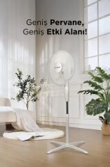 Torima SF-04 Beyaz Ayarlanabilir 16'' İnc Ayaklı Portatif – 55W 3 Kademe 3 Pervaneli Vantilatör Fan