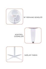 Torima SF-04 Beyaz Ayarlanabilir 16'' İnc Ayaklı Portatif – 55W 3 Kademe 3 Pervaneli Vantilatör Fan