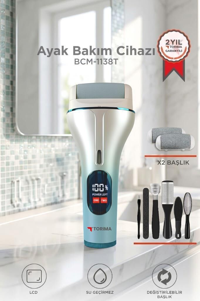 Ayak Bakım Törpüsü Su Geçirmez Led Ekranlı Turbo Modlu Törpü BCM 1138T Beyaz