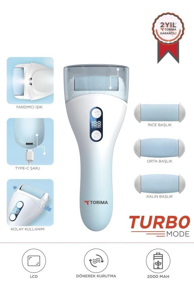 Torima BCM-1138T Beyaz LED Ekran Göstergeli Turbo Modlu Su Geçirmez Ayak Bakım Törpüsü