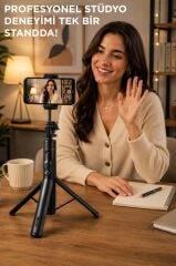 Tripod Çok Amaçlı Mıknatıslı Kumandalı 1.75 Cm Selfie Çubuğu TT02 Siyah