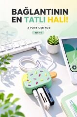 Dondurma USB Hub Dağıtıcı 2.0 USB + Type-C Port Çoğaltıcı YD45 Su Yeşili