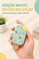 Dondurma USB Hub Dağıtıcı 2.0 USB + Type-C Port Çoğaltıcı YD45 Su Yeşili