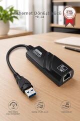 Ethernet Dönüştürücü USB 3.0 Çevirici Adaptörü YD74 Siyah