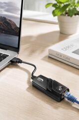 Ethernet Dönüştürücü USB 3.0 Çevirici Adaptörü YD74 Siyah