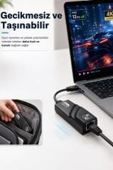 Torima Ethernet Dönüştürücü USB 3.0 Çevirici Adaptörü YD74 Siyah