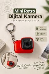 Mini Dijital Kamera Selfie Video Vlog Kamerası Mini Anahtarlık 1080P CMR52 Kırmızı