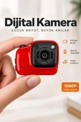 Mini Dijital Kamera Selfie Video Vlog Kamerası Mini Anahtarlık 1080P CMR52 Kırmızı