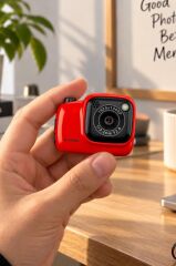Mini Dijital Kamera Selfie Video Vlog Kamerası Mini Anahtarlık 1080P CMR52 Kırmızı