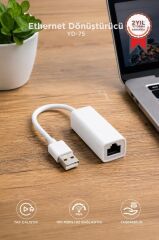 Ethernet Dönüştürücü USB 2.0 Çevirici Adaptörü YD75 Beyaz