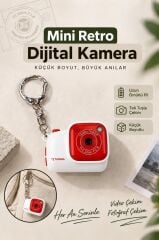 Mini Dijital Kamera Selfie Video Vlog Kamerası Mini Anahtarlık 1080P CMR52 Beyaz