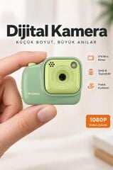 Mini Dijital Kamera Selfie Video Vlog Kamerası Mini Anahtarlık 1080P CMR52 Yeşil