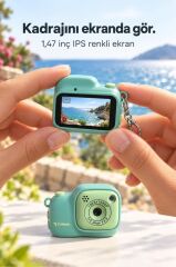 Torima Mini Dijital Kamera Selfie Video Vlog Kamerası Mini Anahtarlık 1080P CMR52 Yeşil