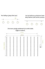Perde Led Işıklı Rgb 300 Led 10 Sarkıt 3x3 Metre Peri Telli Işık LW77
