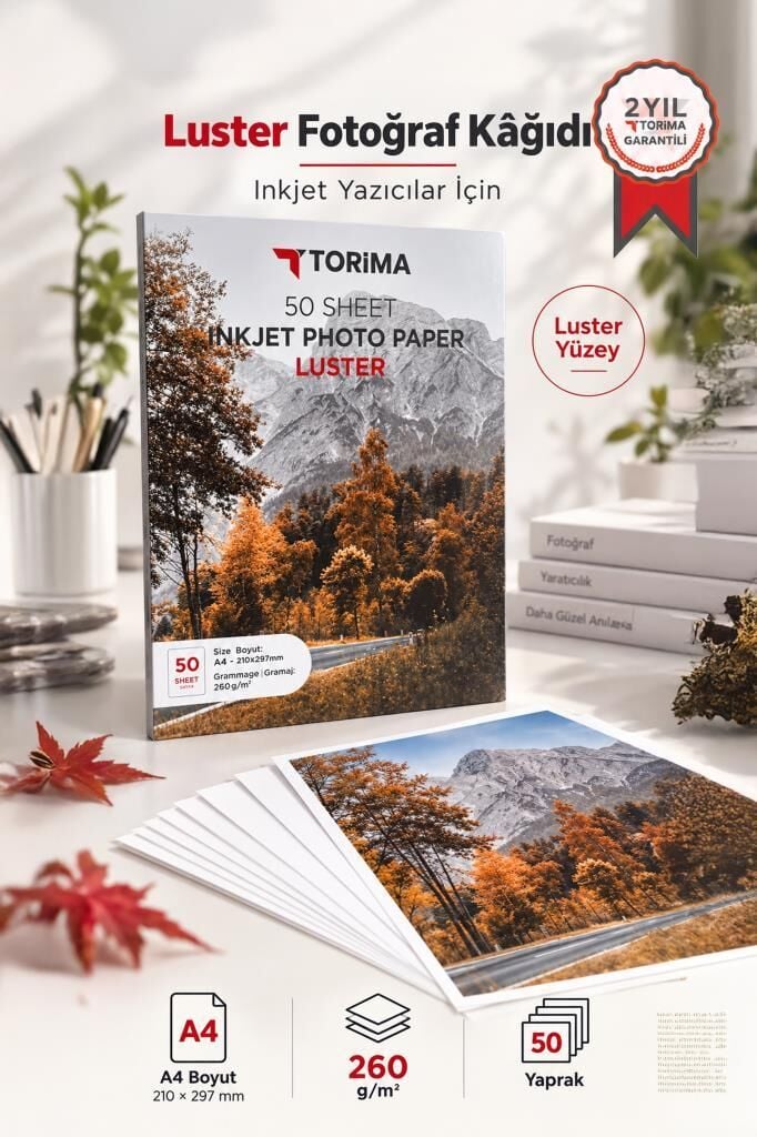 Fotoğraf Kağıdı A4 Luster 260 Gr 21x30 50 Sayfa Yarı Mat