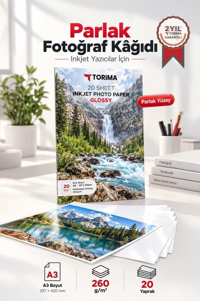 Fotoğraf Kağıdı A3 Glossy 260 Gr 30x42 20 Sayfa Parlak