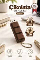 USB Flash Bellek 64GB Çikolata Görünümlü Anahtarlıklı USB Drive USB02 Kahverengi