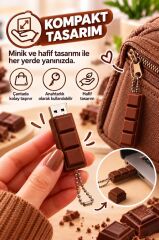 USB Flash Bellek 64GB Çikolata Görünümlü Anahtarlıklı USB Drive USB02 Kahverengi