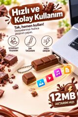 USB Flash Bellek 64GB Çikolata Görünümlü Anahtarlıklı USB Drive USB02 Kahverengi