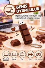 USB Flash Bellek 64GB Çikolata Görünümlü Anahtarlıklı USB Drive USB02 Kahverengi