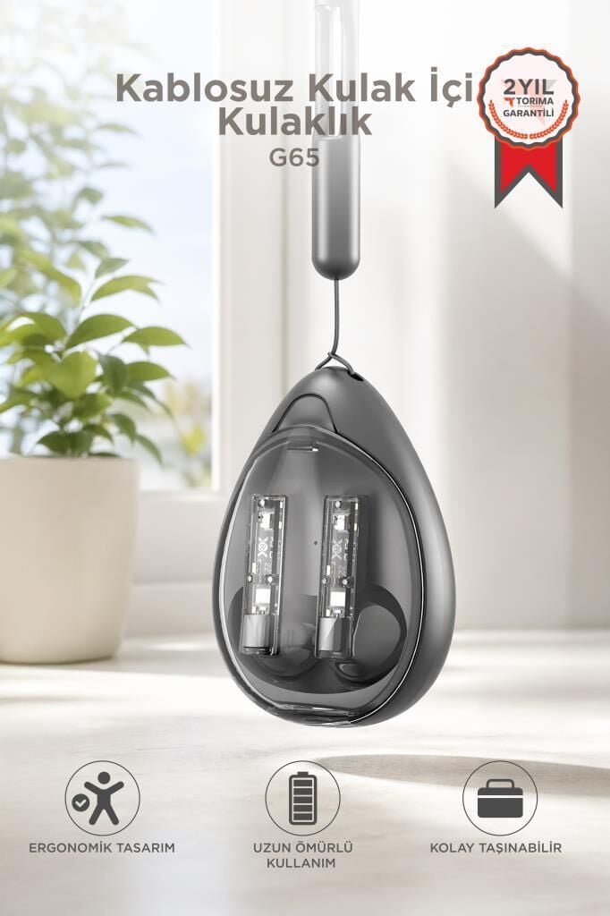 Bluetooth Kulaklık Kulak İçi Stereo Kablosuz Kulaklık G65 Siyah