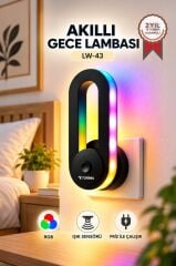 Torima Gece Lambası 180 Derece Hareketli Rgb Işıklı Akıllı Sensörlü Priz Tipi Lamba LW43 Siyah