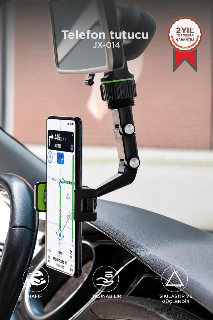 Telefon Tutucu 360 Derece Dönebilen Dikiz Aynası Oto Aksesuarları JX14 Siyah