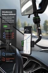 Telefon Tutucu 360 Derece Dönebilen Dikiz Aynası Oto Aksesuarları JX14 Siyah