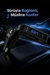 Transmitter Usb Girişli Android Ios Uyumlu Bluetooth Fm CARG7 Siyah