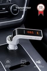 Bluetooth Araç Fm Transmitter Usb Girişli Android Ios Uyumlu CARG7 Beyaz