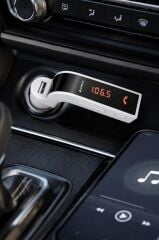 Bluetooth Araç Fm Transmitter Usb Girişli Android Ios Uyumlu CARG7 Beyaz