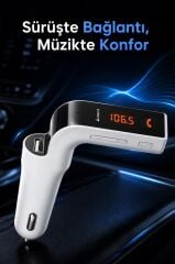 Bluetooth Araç Fm Transmitter Usb Girişli Android Ios Uyumlu CARG7 Beyaz