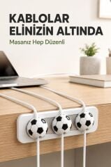 Futbol Topu Figürlü Manyetik Kablo Düzenleyici CH01 Beyaz