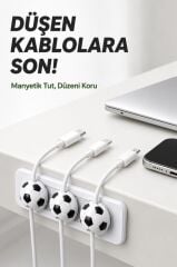 Futbol Topu Figürlü Manyetik Kablo Düzenleyici CH01 Beyaz