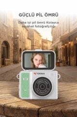 Torima Mini Dijital Kamera 2K Flip Ekranlı Selfie Video Vlog Kamerası CMR46 Yeşil